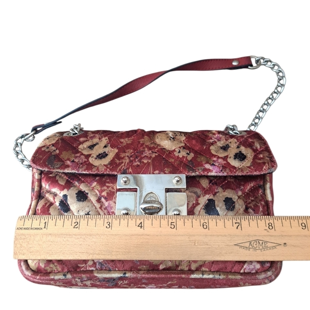 Vintage L'’Intervalle Floral Velvet Quilted Shoulder Bag Made in Spain Purse - Picture 11 of 13